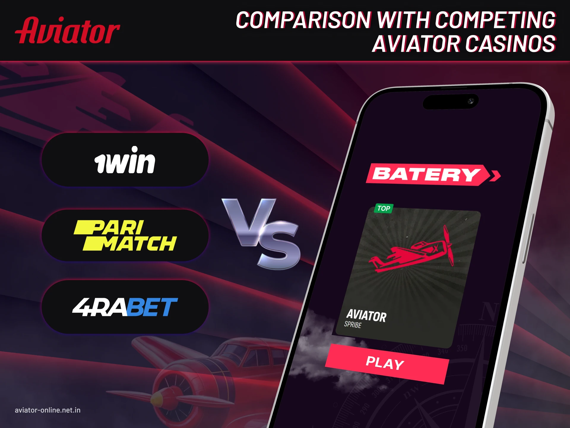 Comparison with competing Aviator casinos.