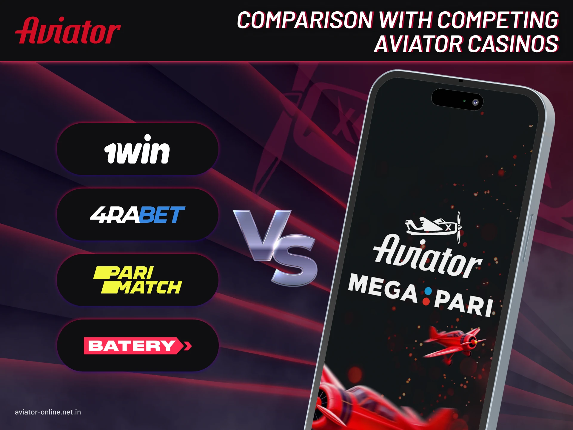 Comparison with competing Aviator casinos.