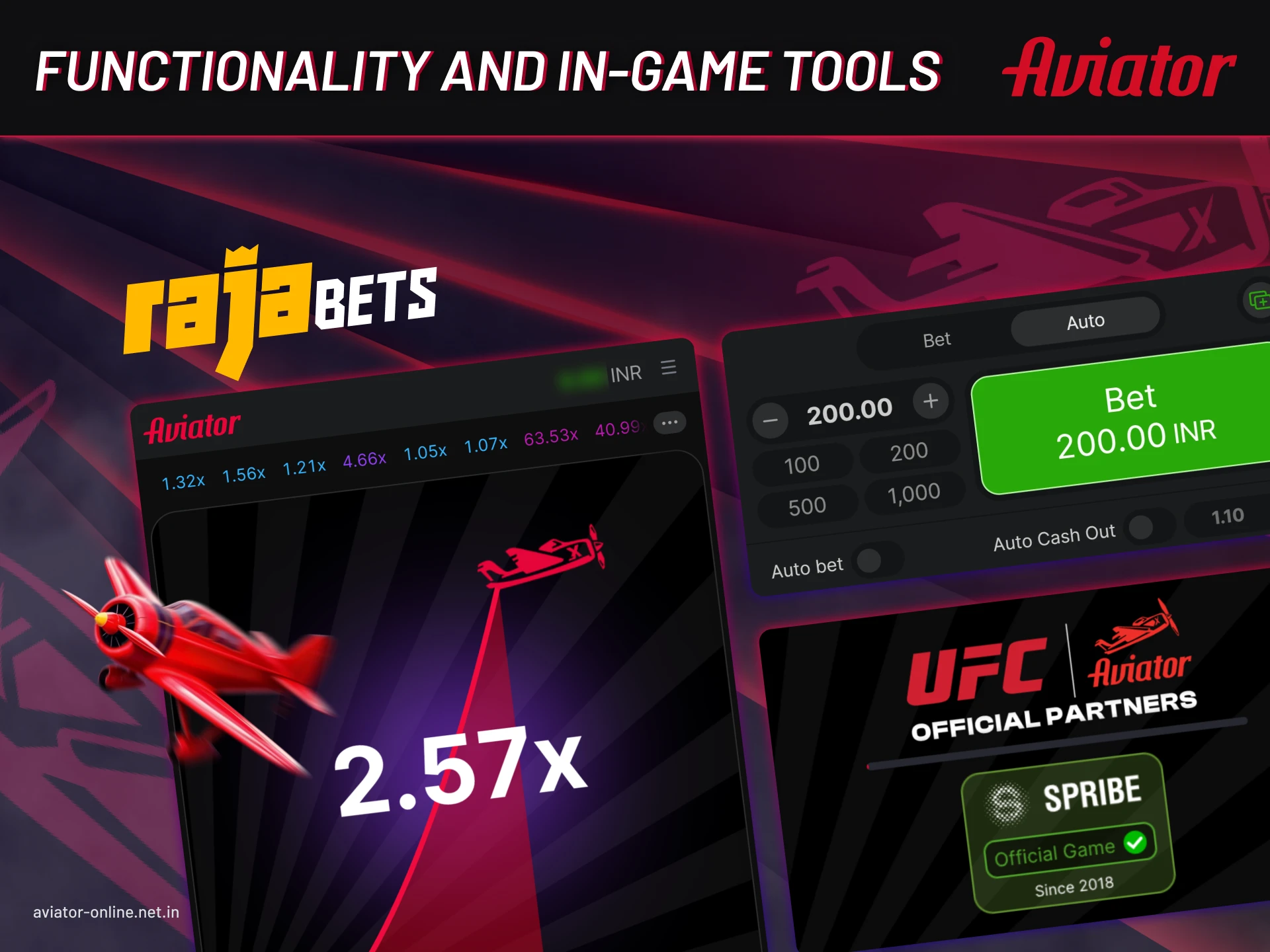The Aviator game on Rajabets has useful tools that help you control your bets and add social features to the game.