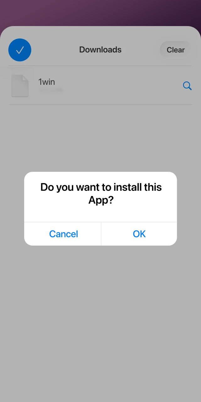 Follow on-screen instructions and allow installation in phone settings to install 1win app.