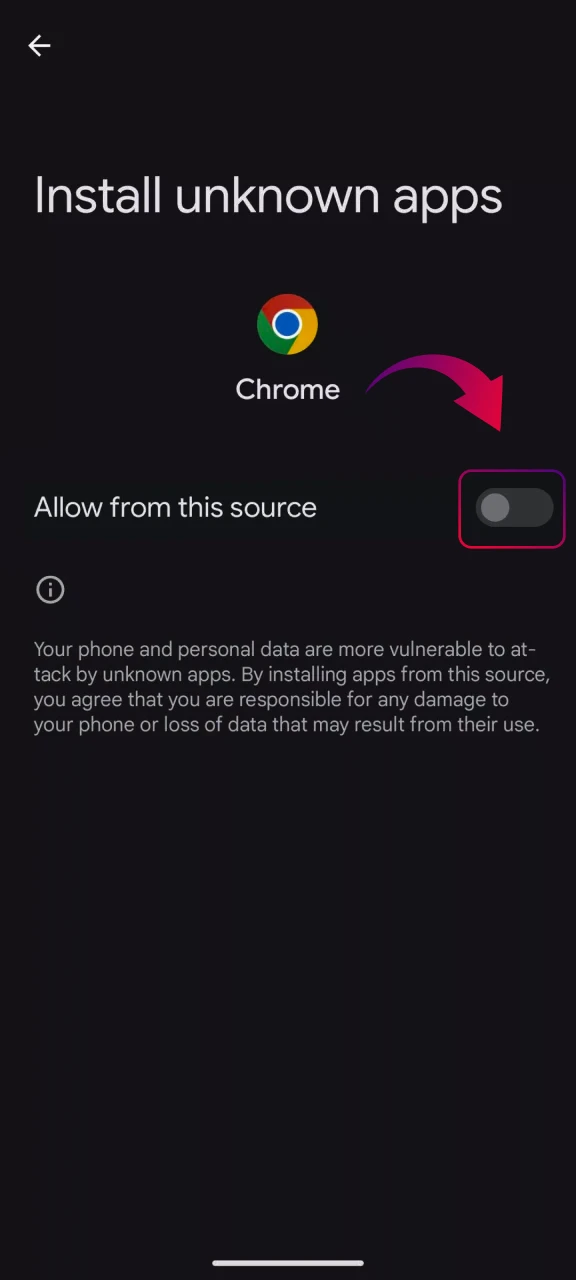 Allow installation of 96In Aviator app from unknown sources on Android.