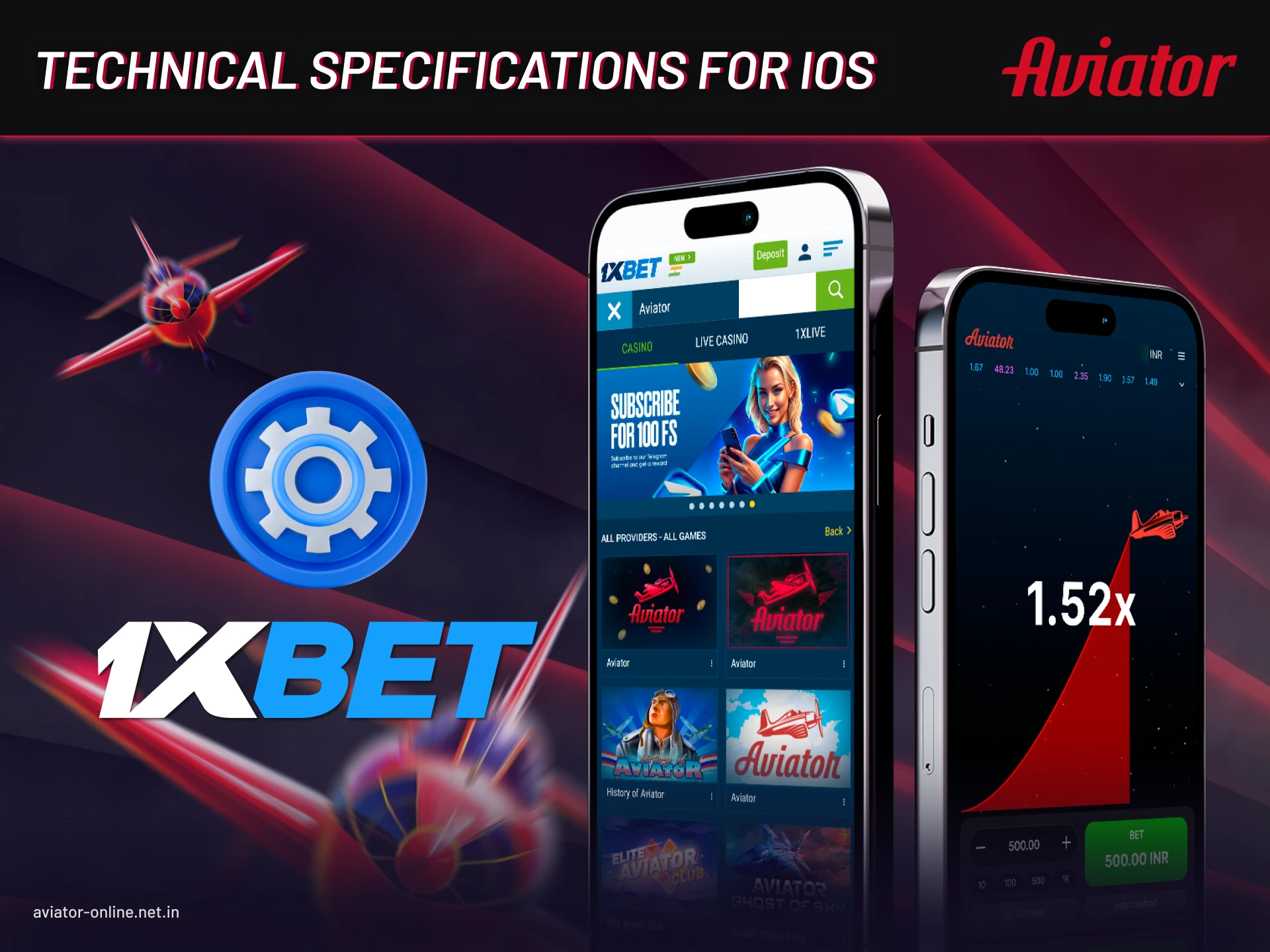 Technical specifications and system requirements for 1xBet Aviator app on iOS devices.