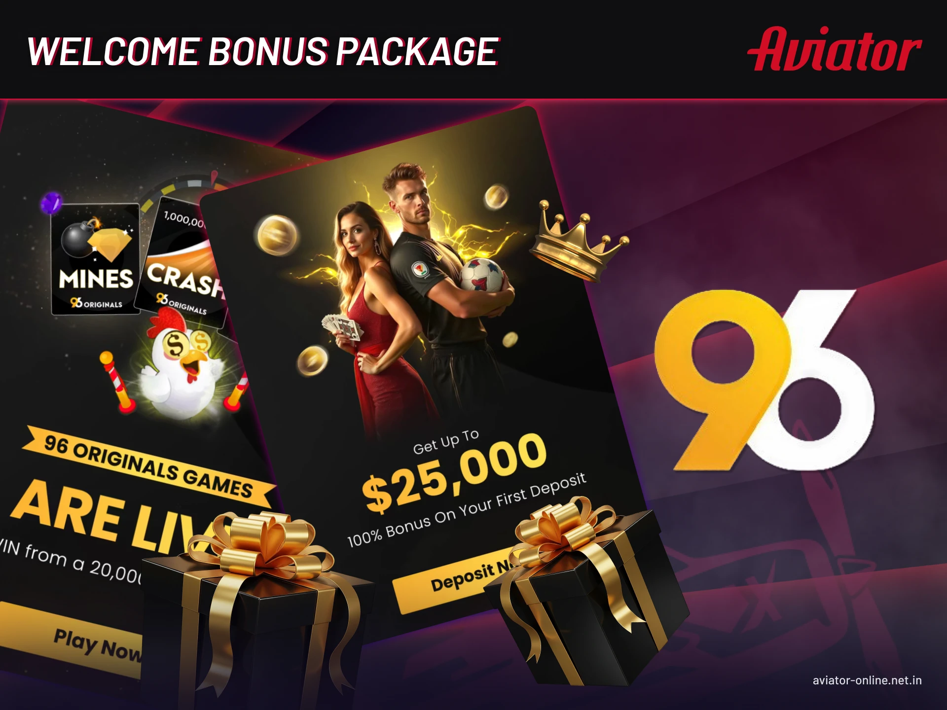 Exclusive 96in bonus package for new Aviator users on mobile.