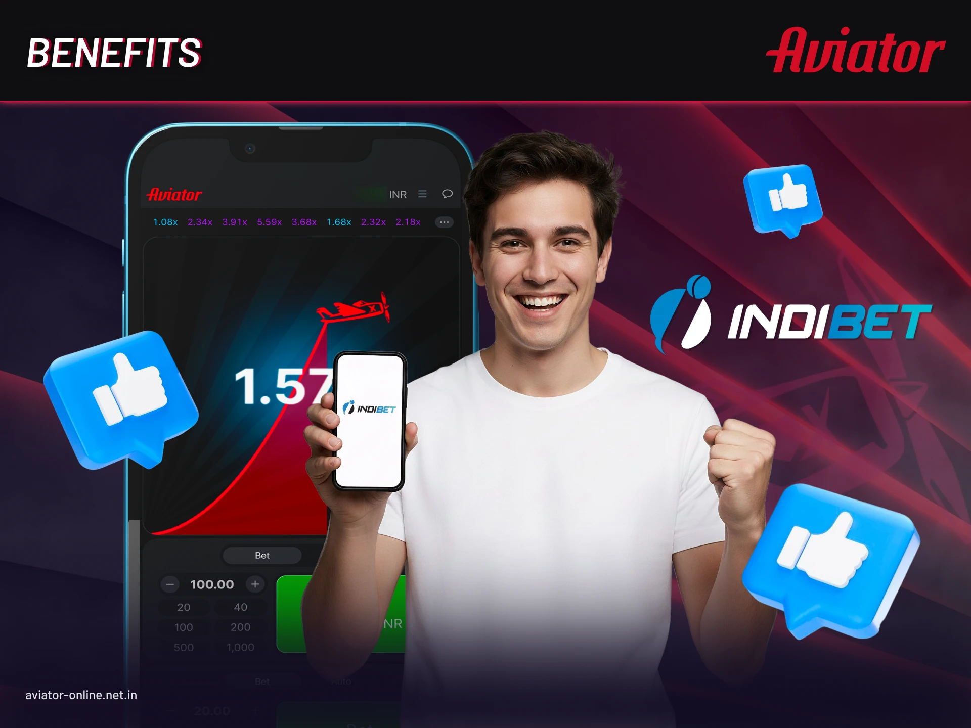 Advantages of Indibet Aviator app including fast gameplay, secure transactions, and live features.