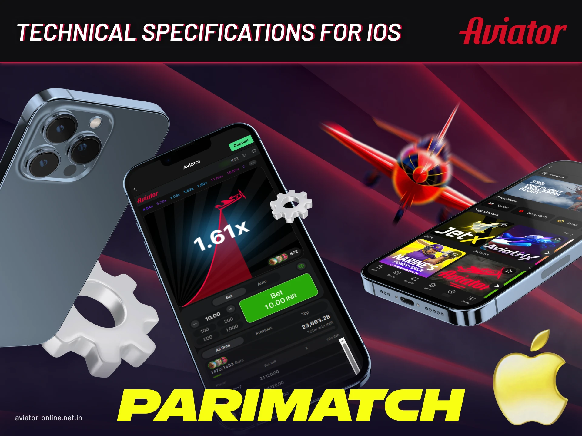 Parimatch iOS app system requirements including iPhone and iPad compatibility.