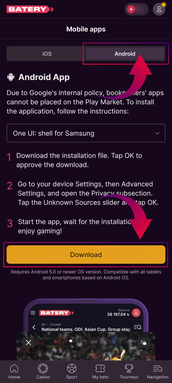 Get the latest Batery Aviator APK for Android from the official site.