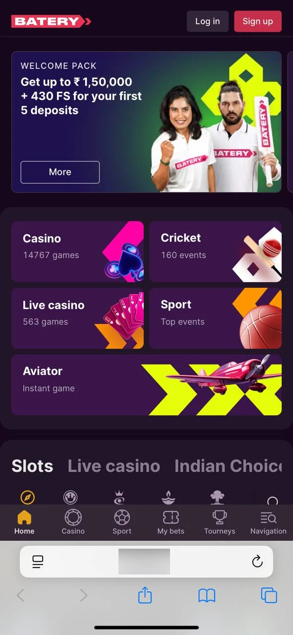 Visit the official Batery Aviator website on iPhone or iPad.