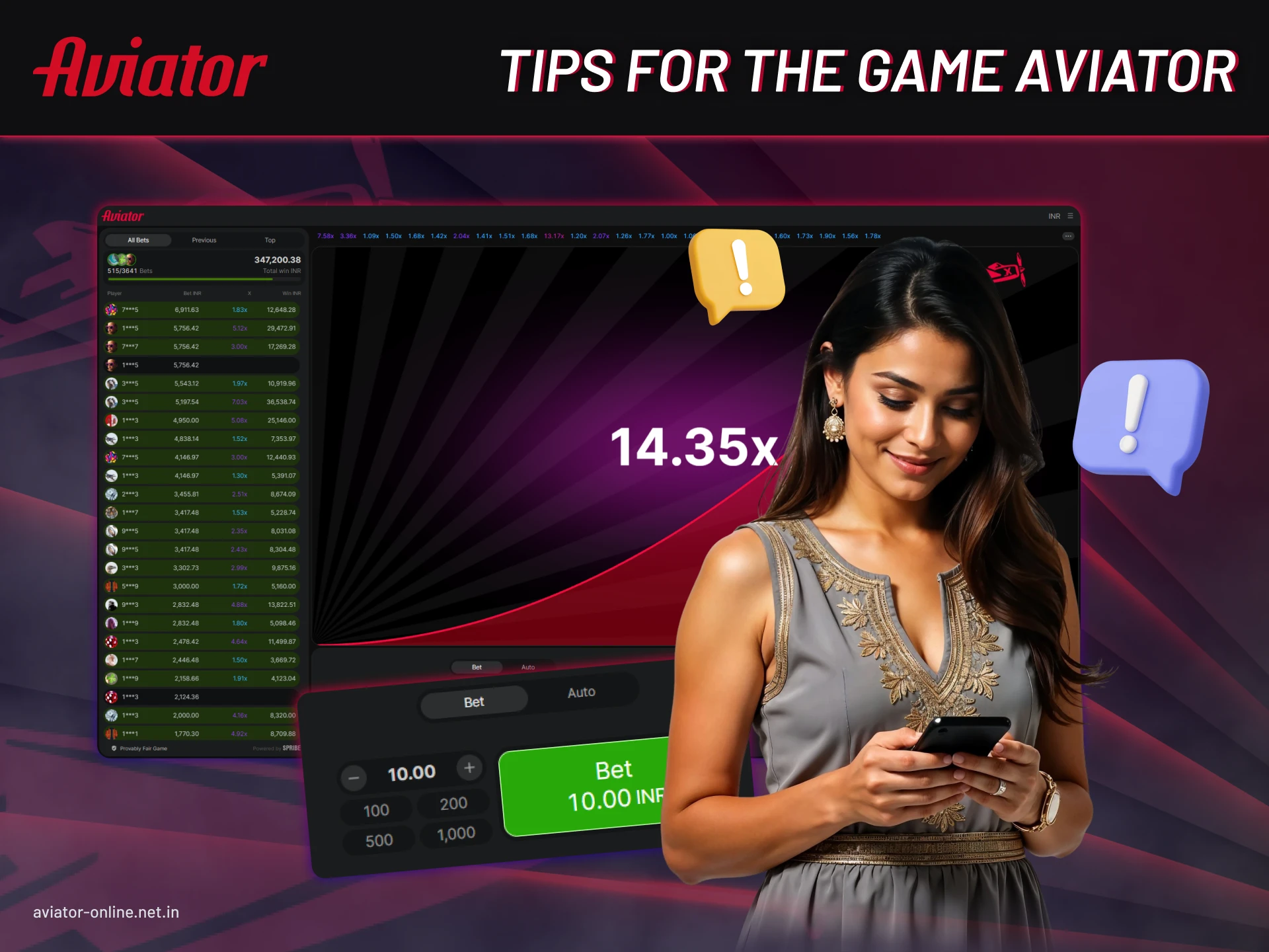 Read the tips for the Aviator game before placing bets.