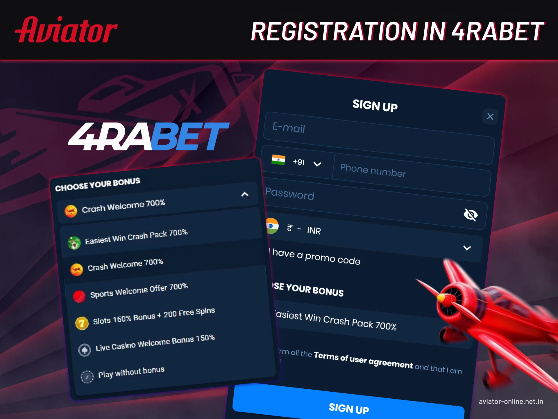 Registration process in 4rabet Aviator.
