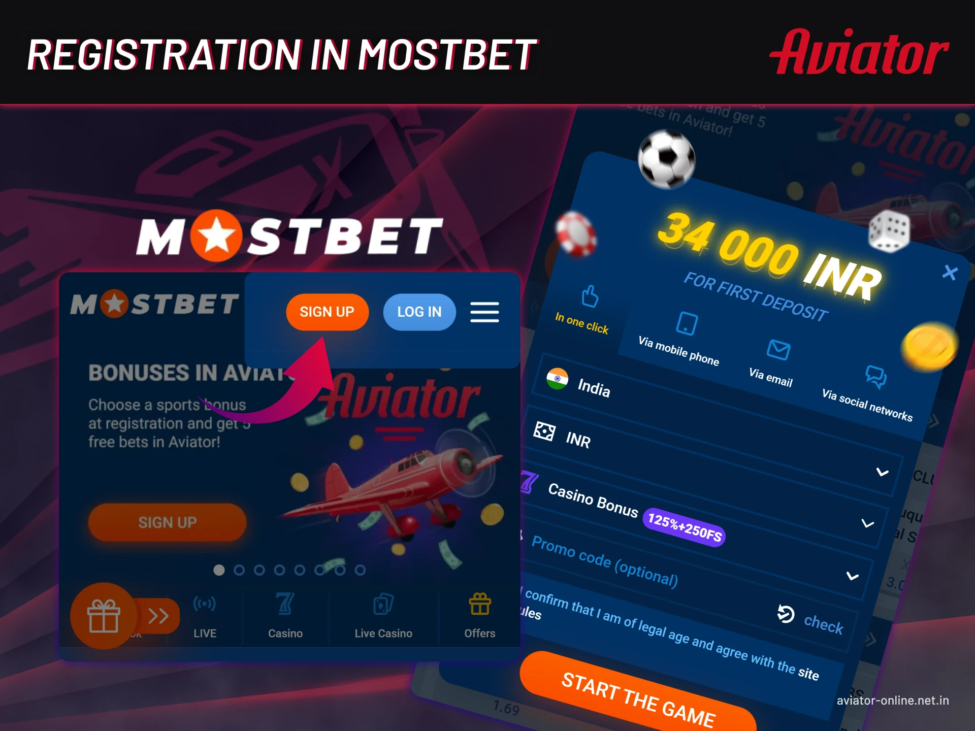 Sign up for Mostbet and start playing Aviator.