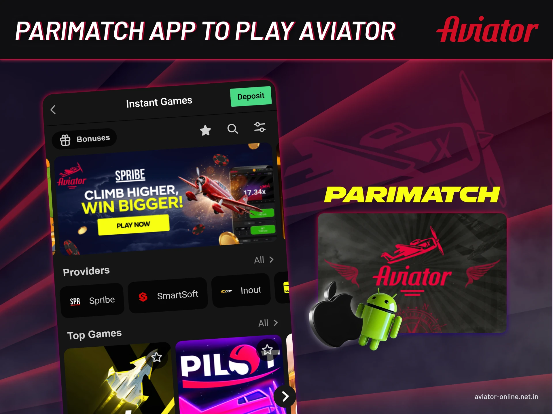 System Requirement of the Parimatch app for playing Aviator.