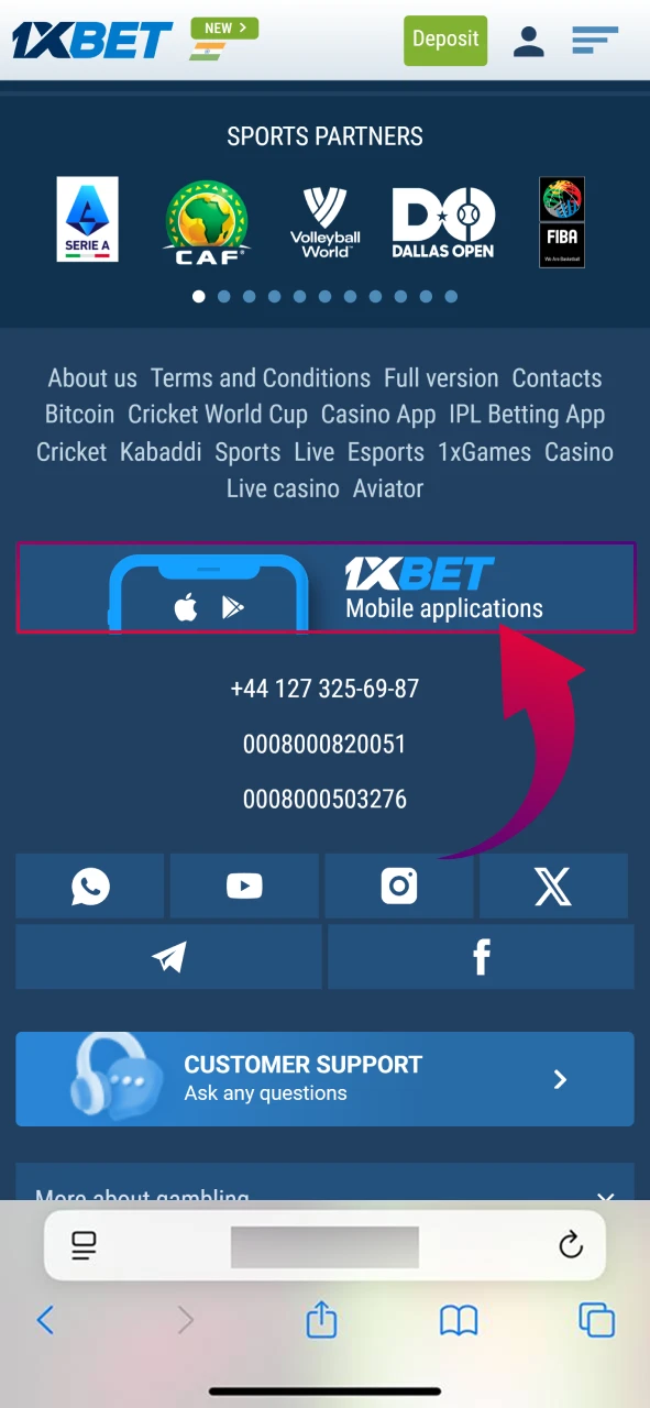 Select the iOS version to download the 1xbet Aviator app on your iPhone.