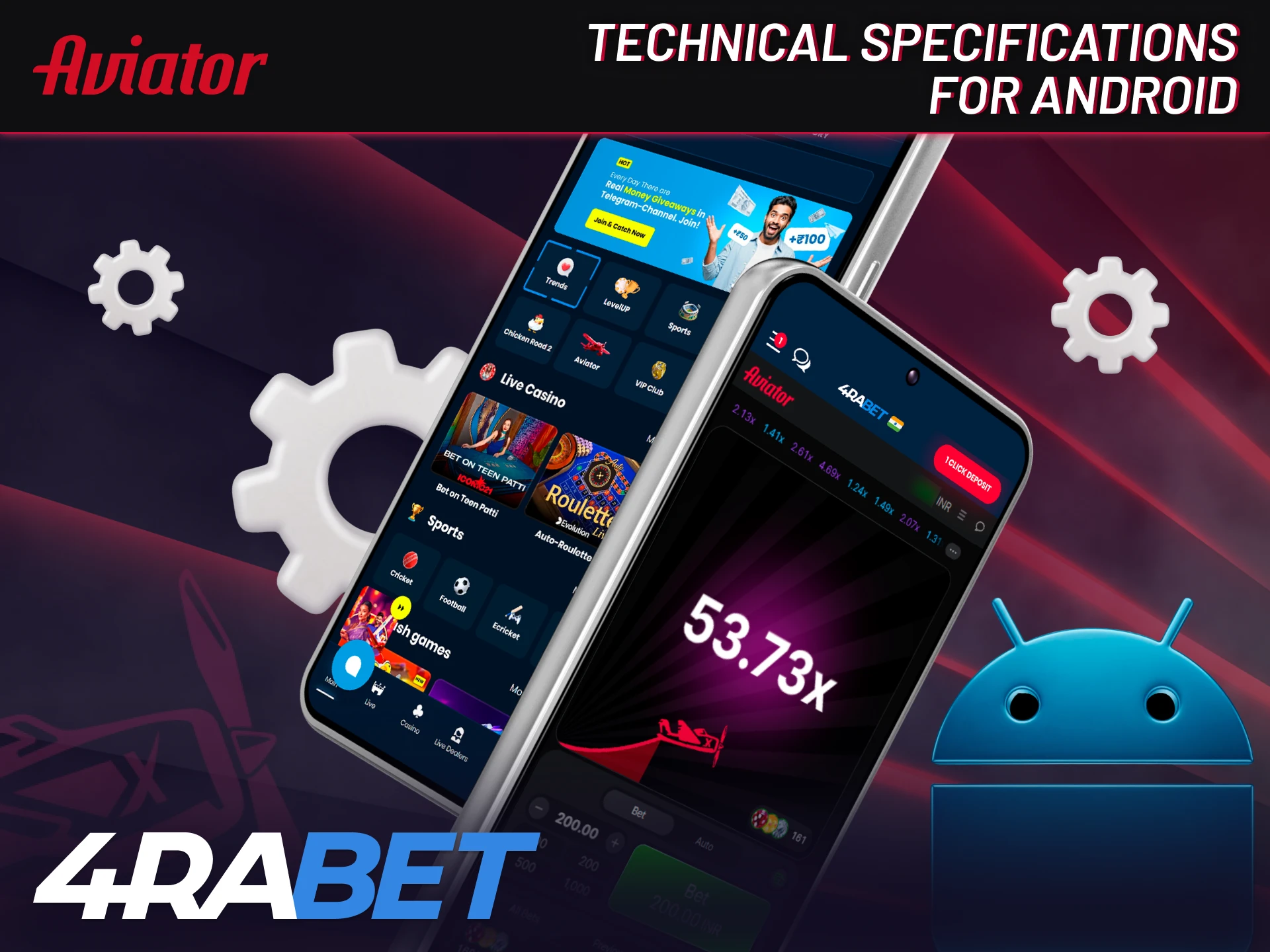 Android system requirements for smooth gameplay in 4rabet Aviator app.