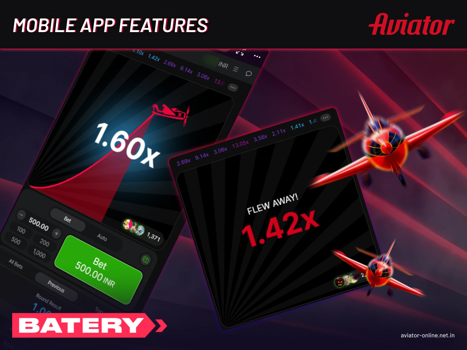 Mobile app functionalities of Batery Aviator for convenient gameplay.