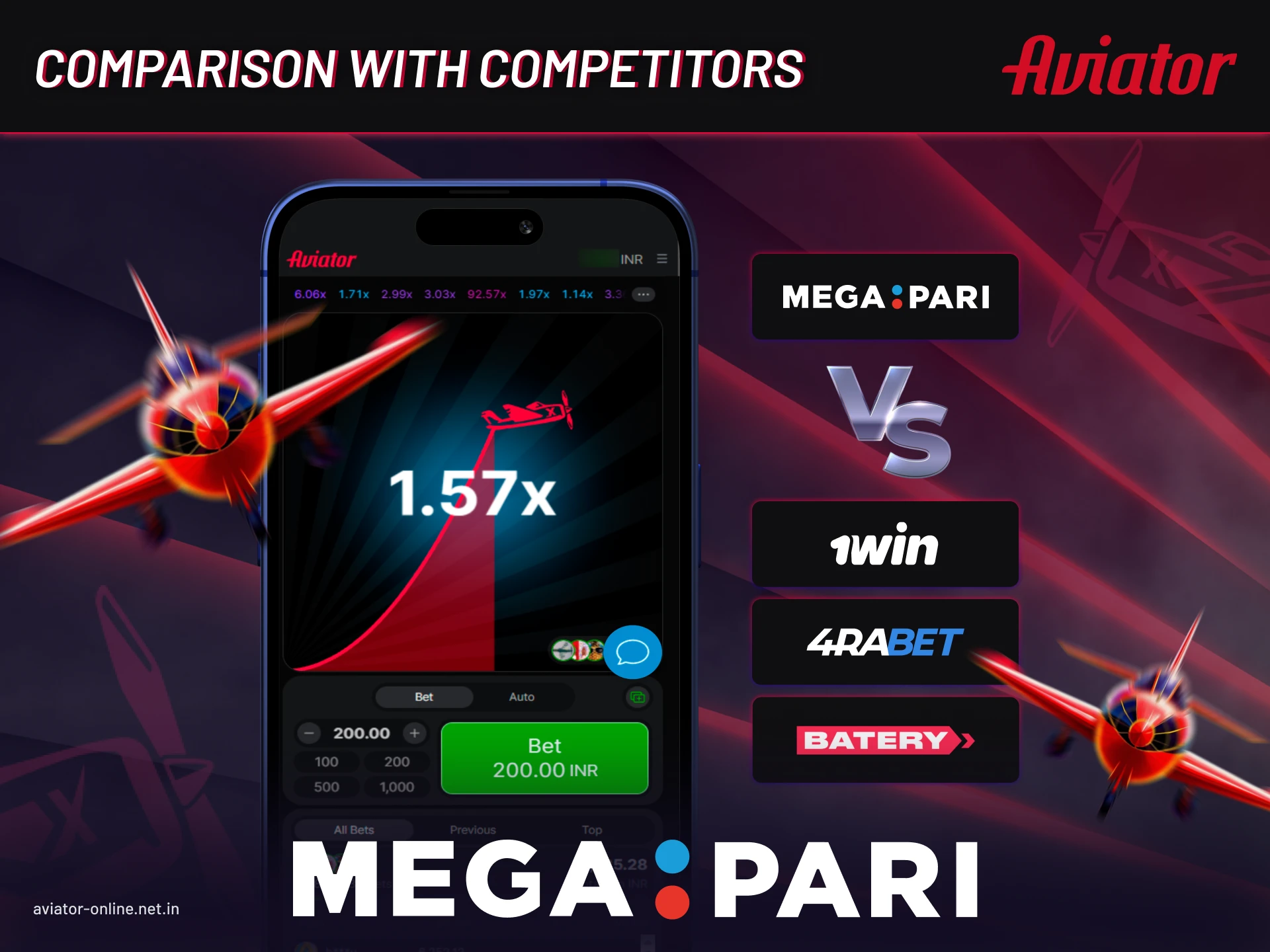 Megapari Aviator app versus competing mobile casino apps: features, bonuses, and gameplay.