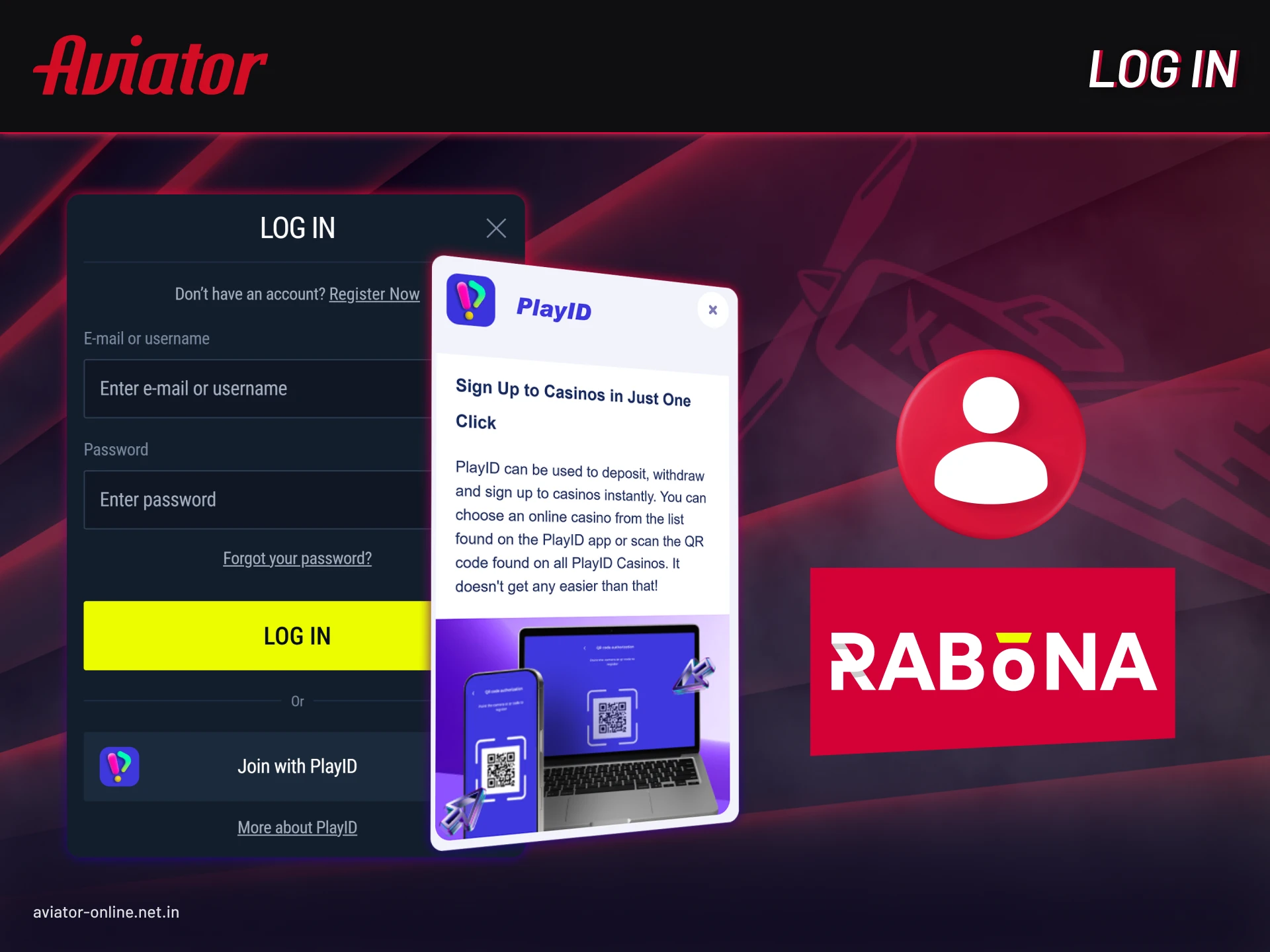 Logging into Rabona Aviator app on Android and iOS devices.