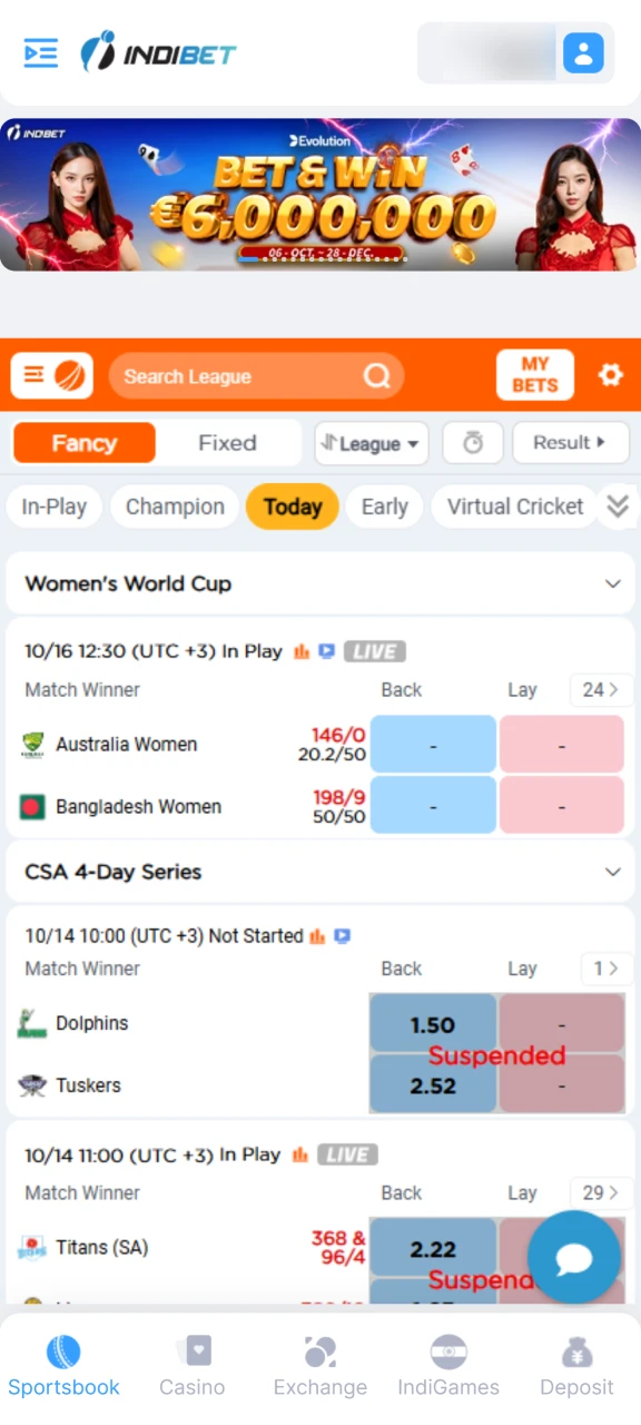 Go to the official Indibet website.